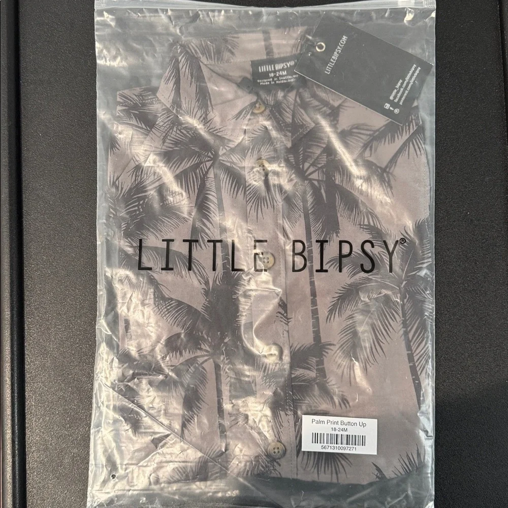 Little Bipsy Palm Print Button Up Shirt Boys 18-24 Months New NWT